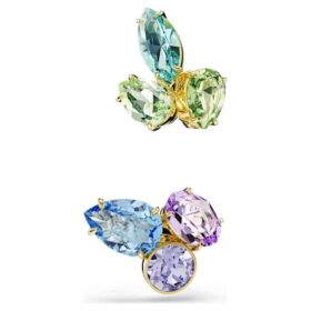 Asymetryczne kolczyki typu ear cuff marki Gema, mieszane szlify, wielokolorowe, pozłacane Asymetryczne kolczyki typu ear cuff marki Gema, mieszane szlify, wielokolorowe, pozłacane