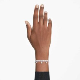 Bransoletka Ariana Grande X Swarovski z kryształowymi perełkami, szlif okrągły, biała, pokryta rodem Bransoletka Ariana Grande X Swarovski z kryształowymi perełkami, szlif okrągły, biała, pokryta rodem