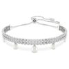 Bransoletka Ariana Grande X Swarovski z kryształowymi perełkami, szlif okrągły, biała, pokryta rodem