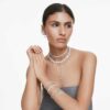 Bransoletka Ariana Grande X Swarovski z kryształowymi perełkami, szlif okrągły, biała, pokryta rodem