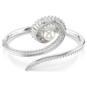 Bransoletka Ariana Grande X Swarovski z kryształowymi perełkami, szlifem bagietkowym, biała, pokryta rodem Bransoletka Ariana Grande X Swarovski z kryształowymi perełkami, szlifem bagietkowym, biała, pokryta rodem