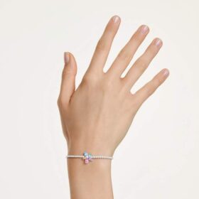 Bransoletka Ariana Grande X Swarovski z różnymi szlifami, motywem kwiatowym, wielokolorowa, pokryta rodem Bransoletka Ariana Grande X Swarovski z różnymi szlifami, motywem kwiatowym, wielokolorowa, pokryta rodem
