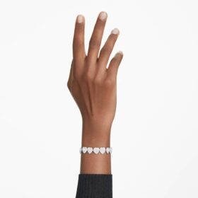 Bransoletka Ariana Grande X Swarovski z różnymi szlifami, serca, biała, pokryta rodem Bransoletka Ariana Grande X Swarovski z różnymi szlifami, serca, biała, pokryta rodem