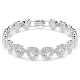 Bransoletka Ariana Grande X Swarovski z różnymi szlifami, serca, biała, pokryta rodem Bransoletka Ariana Grande X Swarovski z różnymi szlifami, serca, biała, pokryta rodem