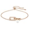Bransoletka Constella z kryształową perłą, szlif okrągły, biała, pokryta powłoką w odcieniu różowego złota