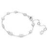 Bransoletka Mesmera z różnymi szlifami, wzór z rozrzuconymi elementami, biała, pokryta rodem Bransoletka Mesmera z różnymi szlifami, wzór z rozrzuconymi elementami, biała, pokryta rodem