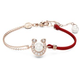 Bransoletka Symbolica z kryształową perłą, pavé, podkowa, biała, pokryta powłoką w kolorze różowego złota Bransoletka Symbolica z kryształową perłą, pavé, podkowa, biała, pokryta powłoką w kolorze różowego złota