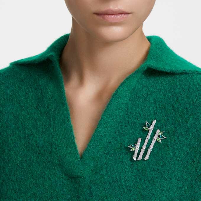 Broszka Dellium Bamboo, zielona, pokryta rodem Broszka Dellium Bamboo, zielona, pokryta rodem