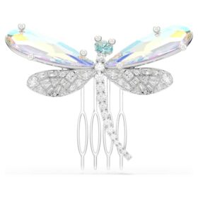 Broszka i ozdoba do włosów Ariana Grande X Swarovski – kryształowa perła, różne szlify, ważka, biała, pokryta rodem