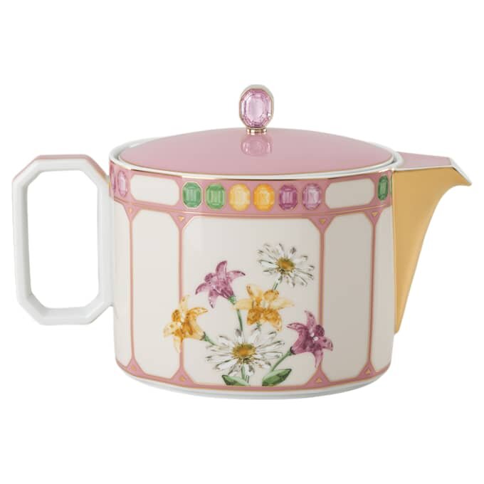Czajniczek Idyllia z porcelany, motyw kryształowy, ptak, wielobarwny Czajniczek Idyllia z porcelany, motyw kryształowy, ptak, wielobarwny