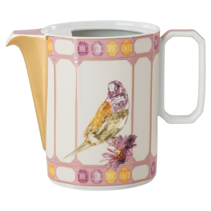 Dzbanek do kawy Idyllia z porcelany, motyw kryształowy, ptak, wielokolorowy Dzbanek do kawy Idyllia z porcelany, motyw kryształowy, ptak, wielokolorowy