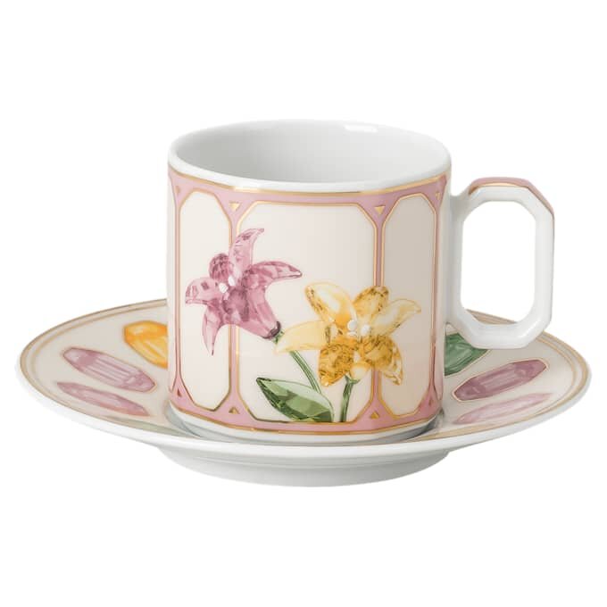 Filiżanka do espresso Idyllia ze spodkiem, porcelana, motyw kryształowy, cytrynowy, wielobarwny Filiżanka do espresso Idyllia ze spodkiem, porcelana, motyw kryształowy, cytrynowy, wielobarwny