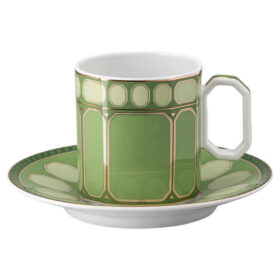 Filiżanka do kawy Signum z spodkiem, porcelana, zielona