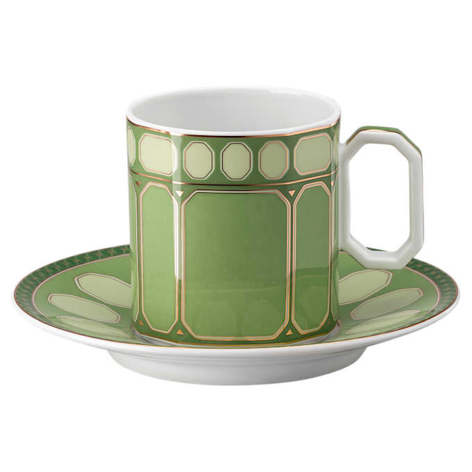 Filiżanka do kawy Signum z spodkiem, porcelana, zielona Filiżanka do kawy Signum z spodkiem, porcelana, zielona