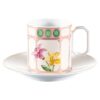 Filiżanka do kawy z spodkiem „Idyllia” – porcelana, motyw kryształowy, kwiaty, wielokolorowa Filiżanka do kawy z spodkiem „Idyllia” – porcelana, motyw kryształowy, kwiaty, wielokolorowa