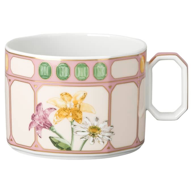 Filiżanka z spodkiem Idyllia Combi, porcelana, motyw kryształowy, bukiet, wielokolorowa Filiżanka z spodkiem Idyllia Combi, porcelana, motyw kryształowy, bukiet, wielokolorowa