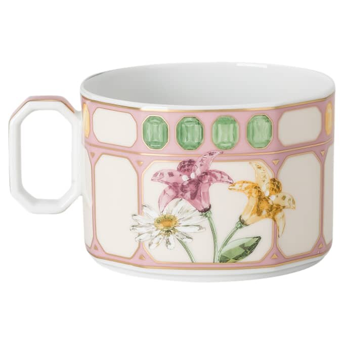 Filiżanka z spodkiem Idyllia, porcelana, motyw kryształowy, bukiet, wielokolorowa Filiżanka z spodkiem Idyllia, porcelana, motyw kryształowy, bukiet, wielokolorowa