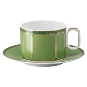 Filiżanka z spodkiem Signum, porcelana, zielona