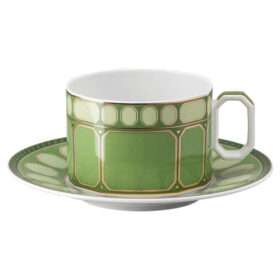 Filiżanka z spodkiem Signum, porcelana, zielona