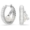 Kolczyki koła Ariana Grande X Swarovski z kryształowymi perełkami, szlifem bagietkowym, białe, pokryte rodem Kolczyki koła Ariana Grande X Swarovski z kryształowymi perełkami, szlifem bagietkowym, białe, pokryte rodem