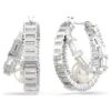 Kolczyki koła Ariana Grande X Swarovski z kryształowymi perełkami, szlifem bagietkowym, białe, pokryte rodem Kolczyki koła Ariana Grande X Swarovski z kryształowymi perełkami, szlifem bagietkowym, białe, pokryte rodem