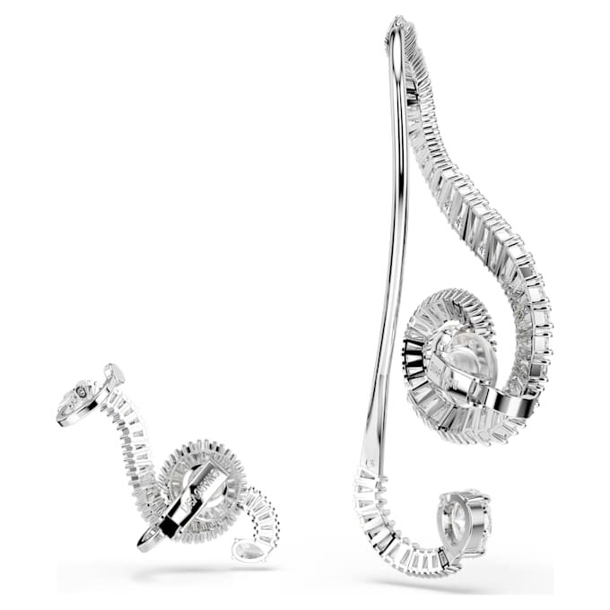 Kolczyki na klipsie Ariana Grande X Swarovski – asymetryczny wzór, kryształowa perła, szlif bagietkowy, białe, pokryte rodem Kolczyki na klipsie Ariana Grande X Swarovski – asymetryczny wzór, kryształowa perła, szlif bagietkowy, białe, pokryte rodem