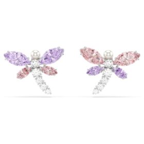 Kolczyki na sztyfcie Ariana Grande X Swarovski o zróżnicowanych szlifach, w kształcie ważki, wielobarwne, pokryte rodem