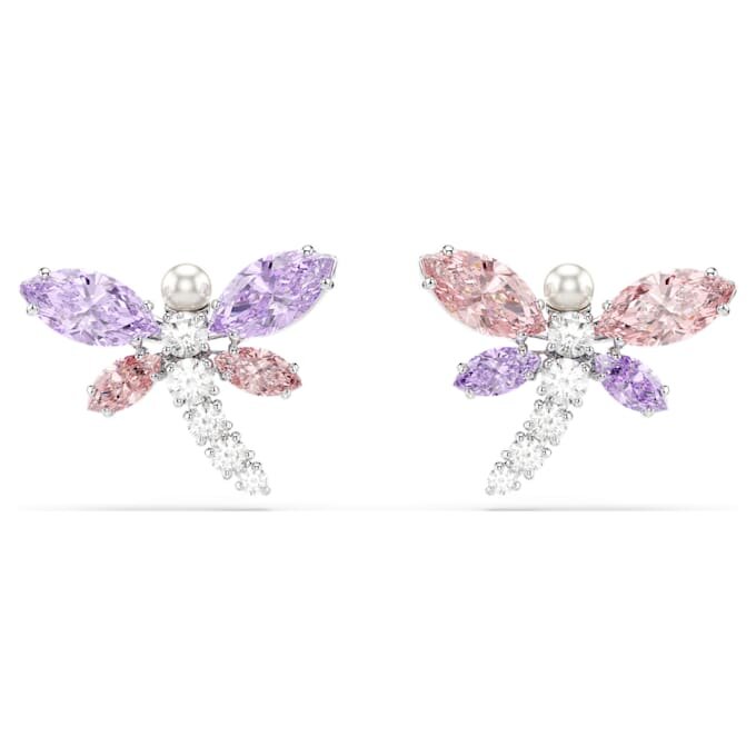 Kolczyki na sztyfcie Ariana Grande X Swarovski o zróżnicowanych szlifach, w kształcie ważki, wielobarwne, pokryte rodem Kolczyki na sztyfcie Ariana Grande X Swarovski o zróżnicowanych szlifach, w kształcie ważki, wielobarwne, pokryte rodem