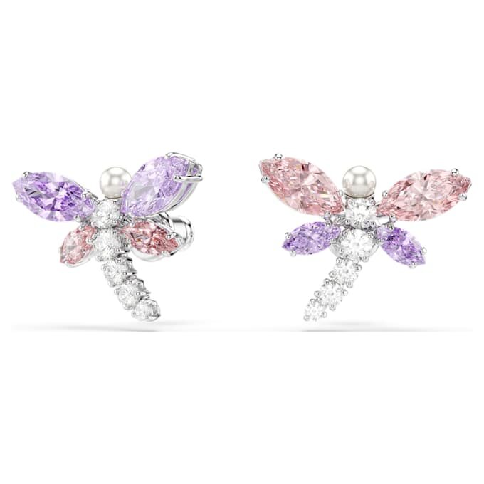 Kolczyki na sztyfcie Ariana Grande X Swarovski o zróżnicowanych szlifach, w kształcie ważki, wielobarwne, pokryte rodem Kolczyki na sztyfcie Ariana Grande X Swarovski o zróżnicowanych szlifach, w kształcie ważki, wielobarwne, pokryte rodem