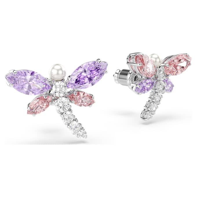 Kolczyki na sztyfcie Ariana Grande X Swarovski o zróżnicowanych szlifach, w kształcie ważki, wielobarwne, pokryte rodem Kolczyki na sztyfcie Ariana Grande X Swarovski o zróżnicowanych szlifach, w kształcie ważki, wielobarwne, pokryte rodem