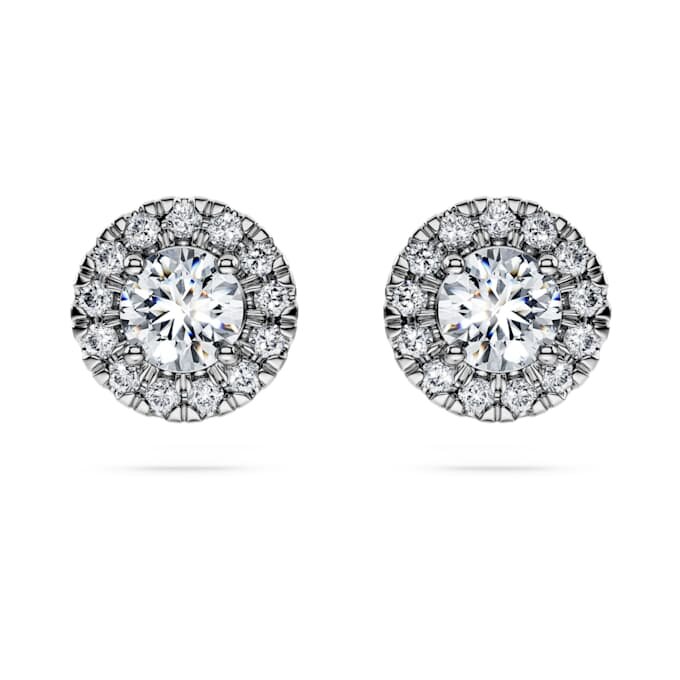Kolczyki na sztyfcie Eternity Halo z diamentami wyhodowanymi w laboratorium o łącznej masie 0,75 karata, okrągłe, z 14-karatowego białego złota Kolczyki na sztyfcie Eternity Halo z diamentami wyhodowanymi w laboratorium o łącznej masie 0,75 karata, okrągłe, z 14-karatowego białego złota