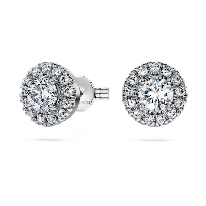 Kolczyki na sztyfcie Eternity Halo z diamentami wyhodowanymi w laboratorium o łącznej masie 0,75 karata, okrągłe, z 14-karatowego białego złota Kolczyki na sztyfcie Eternity Halo z diamentami wyhodowanymi w laboratorium o łącznej masie 0,75 karata, okrągłe, z 14-karatowego białego złota