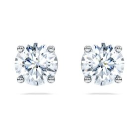 Kolczyki na sztyfcie „Eternity Solitaire” z diamentami wyhodowanymi w laboratorium o łącznej masie 2 karatów, okrągłe, z 14-karatowego białego złota