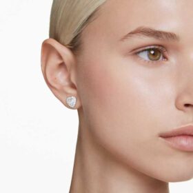 Kolczyki sztyftowe Ariana Grande X Swarovski – różne szlify, serce, białe, pokryte rodem