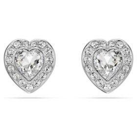 Kolczyki sztyftowe Ariana Grande X Swarovski – różne szlify, serce, białe, pokryte rodem