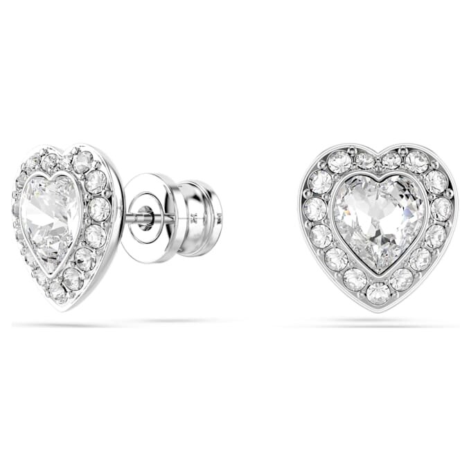Kolczyki sztyftowe Ariana Grande X Swarovski – różne szlify, serce, białe, pokryte rodem Kolczyki sztyftowe Ariana Grande X Swarovski – różne szlify, serce, białe, pokryte rodem