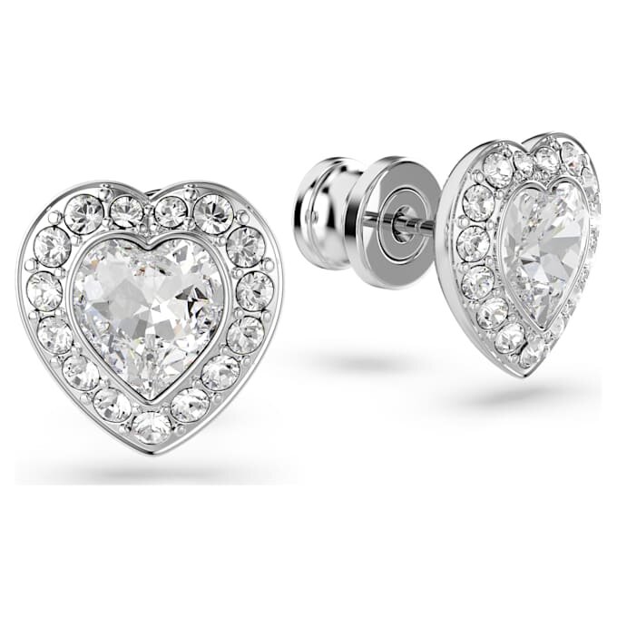 Kolczyki sztyftowe Ariana Grande X Swarovski – różne szlify, serce, białe, pokryte rodem Kolczyki sztyftowe Ariana Grande X Swarovski – różne szlify, serce, białe, pokryte rodem