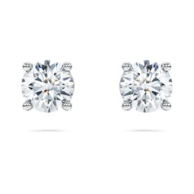 Kolczyki-sztyfty Eternity Solitaire z diamentami wyhodowanymi w laboratorium, 1 karat łącznie, kształt okrągły, 14-karatowe białe złoto