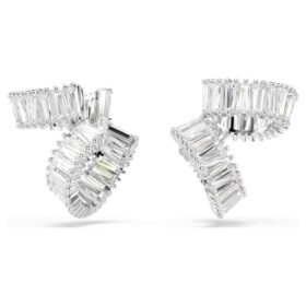 Kolczyki typu ear cuff Ariana Grande X Swarovski z kryształami o szlifie bagietkowym, białe, pokryte rodem