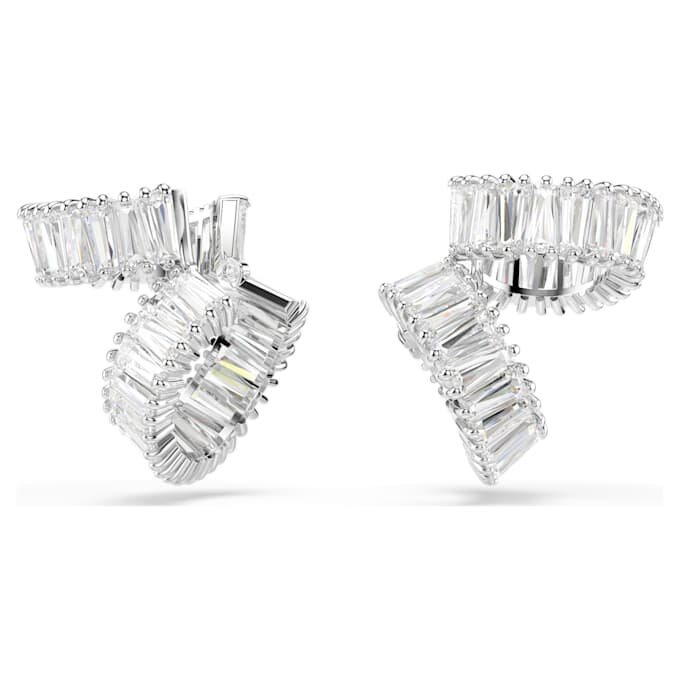 Kolczyki typu ear cuff Ariana Grande X Swarovski z kryształami o szlifie bagietkowym, białe, pokryte rodem Kolczyki typu ear cuff Ariana Grande X Swarovski z kryształami o szlifie bagietkowym, białe, pokryte rodem
