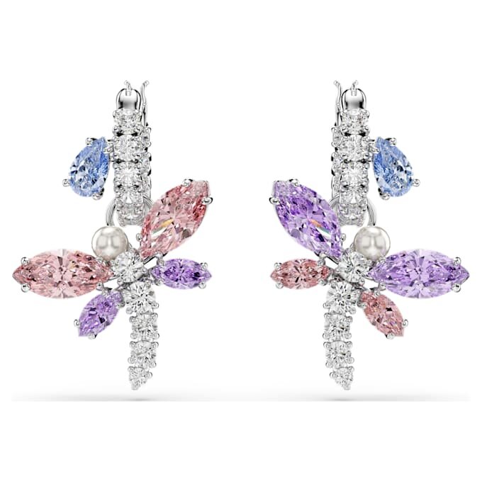 Kolczyki wiszące Ariana Grande X Swarovski o mieszanych szlifach, w kształcie ważki, wielokolorowe, pokryte rodem Kolczyki wiszące Ariana Grande X Swarovski o mieszanych szlifach, w kształcie ważki, wielokolorowe, pokryte rodem