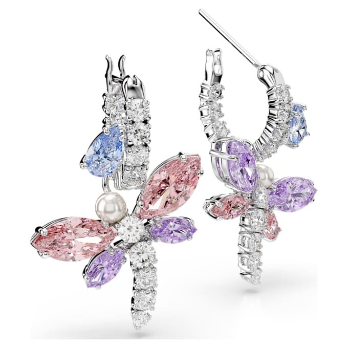 Kolczyki wiszące Ariana Grande X Swarovski o mieszanych szlifach, w kształcie ważki, wielokolorowe, pokryte rodem Kolczyki wiszące Ariana Grande X Swarovski o mieszanych szlifach, w kształcie ważki, wielokolorowe, pokryte rodem
