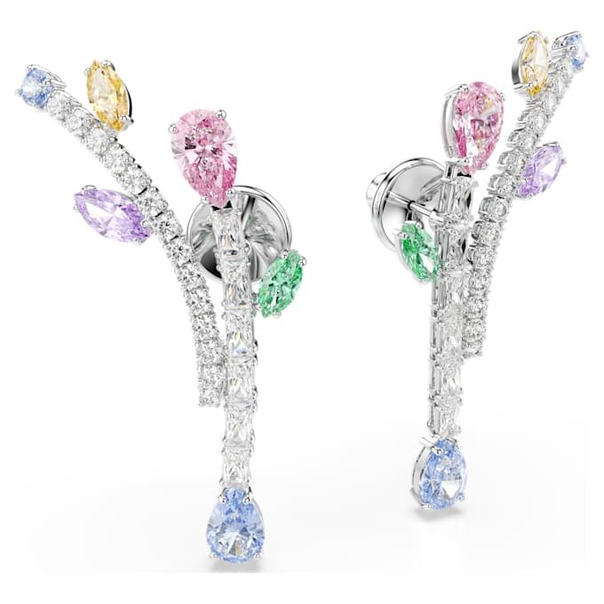Kolczyki wiszące Ariana Grande X Swarovski o zróżnicowanych szlifach, wielobarwne, pokryte rodem Kolczyki wiszące Ariana Grande X Swarovski o zróżnicowanych szlifach, wielobarwne, pokryte rodem