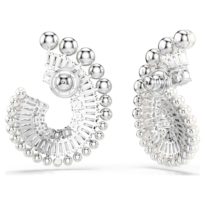 Kolczyki wiszące Ariana Grande X Swarovski z kryształową perłą, mieszane szlify, białe, pokryte rodem Kolczyki wiszące Ariana Grande X Swarovski z kryształową perłą, mieszane szlify, białe, pokryte rodem