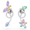 Kolczyki wiszące Ariana Grande X Swarovski z nakładką na ucho, o różnorodnych szlifach, w kształcie ważki i kwiatu, wielokolorowe, pokryte rodem Kolczyki wiszące Ariana Grande X Swarovski z nakładką na ucho, o różnorodnych szlifach, w kształcie ważki i kwiatu, wielokolorowe, pokryte rodem