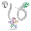 Kolczyki wiszące Ariana Grande X Swarovski z nakładką na ucho, o różnorodnych szlifach, w kształcie ważki i kwiatu, wielokolorowe, pokryte rodem Kolczyki wiszące Ariana Grande X Swarovski z nakładką na ucho, o różnorodnych szlifach, w kształcie ważki i kwiatu, wielokolorowe, pokryte rodem