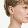 Kolczyki wiszące Idyllia z nausznicą typu ear cuff o mieszanych szlifach, serce z kluczem, różowe, w kolorze złotym Kolczyki wiszące Idyllia z nausznicą typu ear cuff o mieszanych szlifach, serce z kluczem, różowe, w kolorze złotym