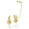 Kolczyki wiszące Idyllia z nausznicą typu ear cuff o mieszanych szlifach, serce z kluczem, różowe, w kolorze złotym Kolczyki wiszące Idyllia z nausznicą typu ear cuff o mieszanych szlifach, serce z kluczem, różowe, w kolorze złotym