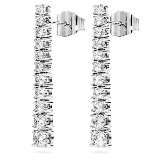 Kolczyki wiszące typu „Eternity” z diamentami wyhodowanymi w laboratorium, 1,3 karata łącznie, okrągłe, 14-karatowe białe złoto Kolczyki wiszące typu „Eternity” z diamentami wyhodowanymi w laboratorium, 1,3 karata łącznie, okrągłe, 14-karatowe białe złoto
