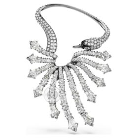 Kolekcja „The Vienna Collection” – kolczyk typu ear cuff „Swan”, biały, pokryty rutenem
